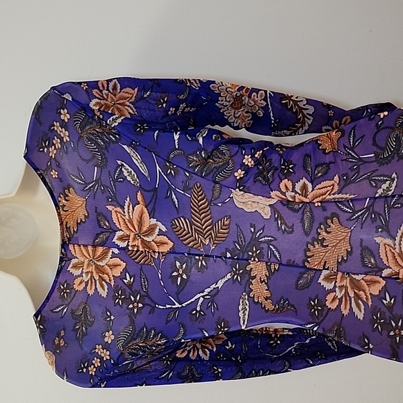 DIANE VON FURSTENBERG  Corrine ruched floral-print stretch-mesh midi dress Sz 8 - Picture 13 of 16